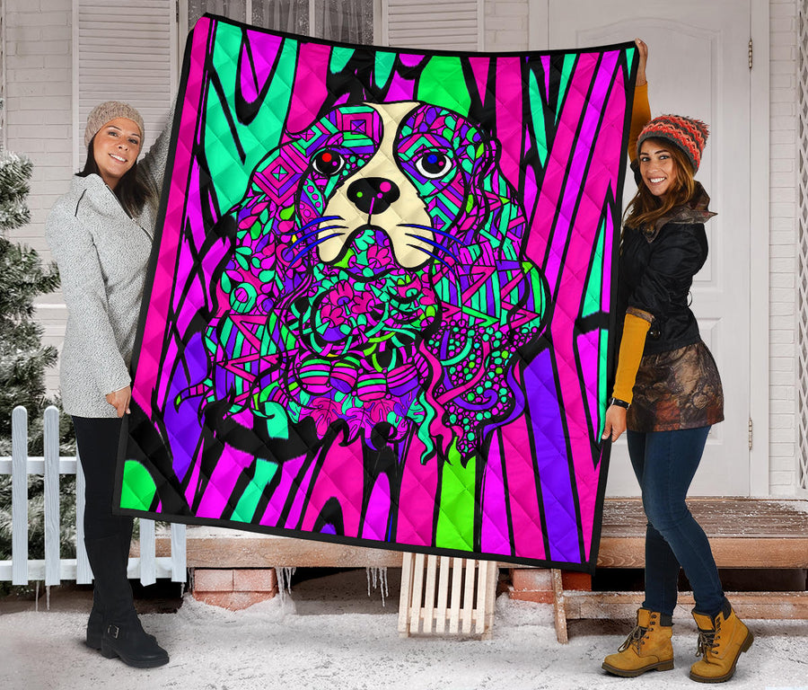Cavalier King Charles Spaniel Design Handcrafted Quilts - Art By Cindy Sang - JillnJacks Exclusive