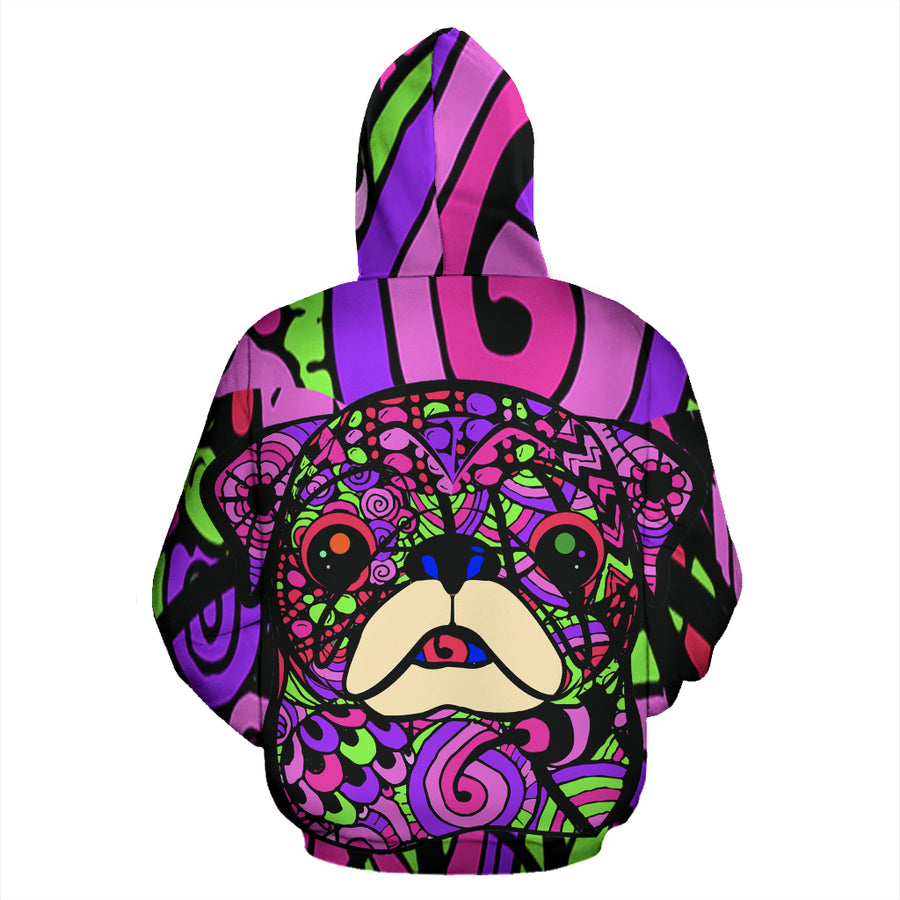 Pug Design #2 All Over Print Hoodies - Art By Cindy Sang - JillnJacks Exclusive