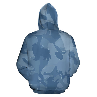 Bernese Mountain Dog Design Blue Camouflage All Over Print Zip-Up Hoodies