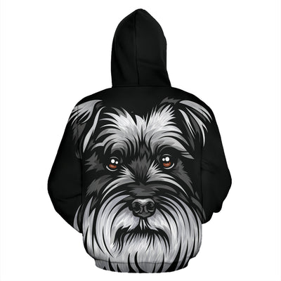 Schnauzer Design All Over Print Hoodies With Black Background