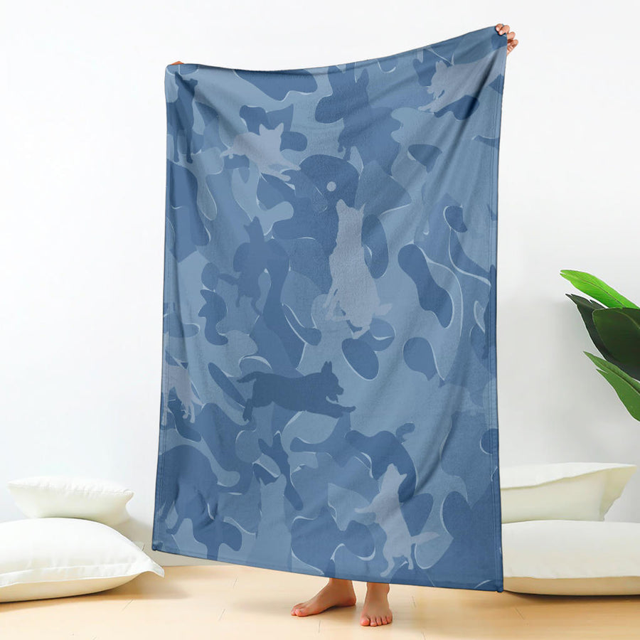 Australian Cattle Dog Blue Camouflage Design Premium Blanket