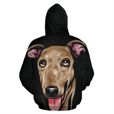 Greyhound Design All Over Print Hoodies With Black Background