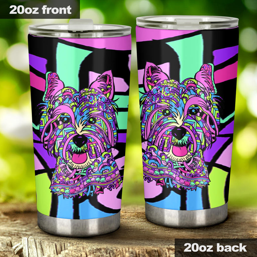 Westie Design Double-Walled Vacuum Insulated Tumblers (Colorful Back) - Art By Cindy Sang - JillnJacks Exclusive