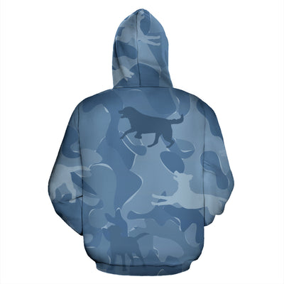 Labrador Design Blue Camouflage All Over Print Zip-Up Hoodies