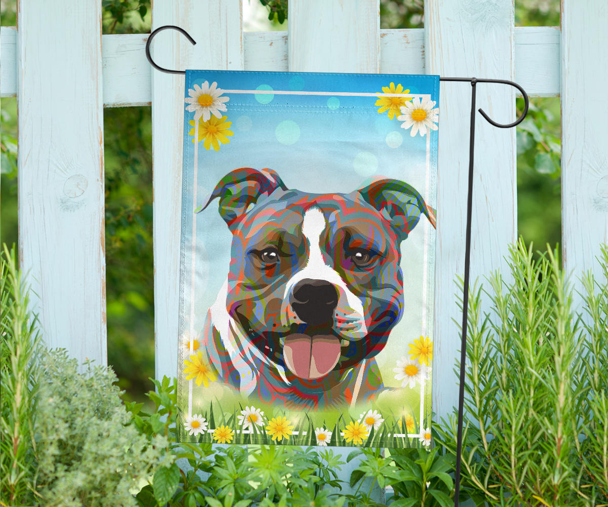 Pit Bull Design #3 Spring Garden And House Flags - 2023 Collection by Cindy Sang