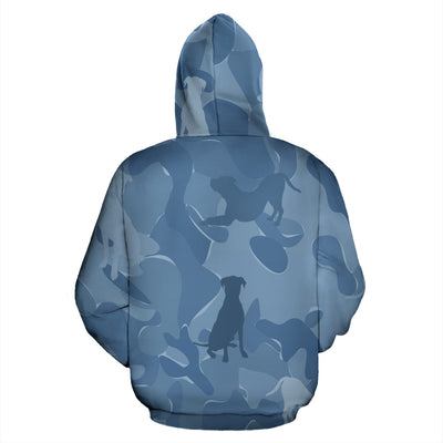 Pit Bull Design Blue Camouflage All Over Print Zip-Up Hoodies