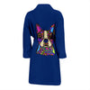 Boston Terrier Blue Design Bathrobes for Men - Art by Cindy Sang - JillnJacks Exclusive