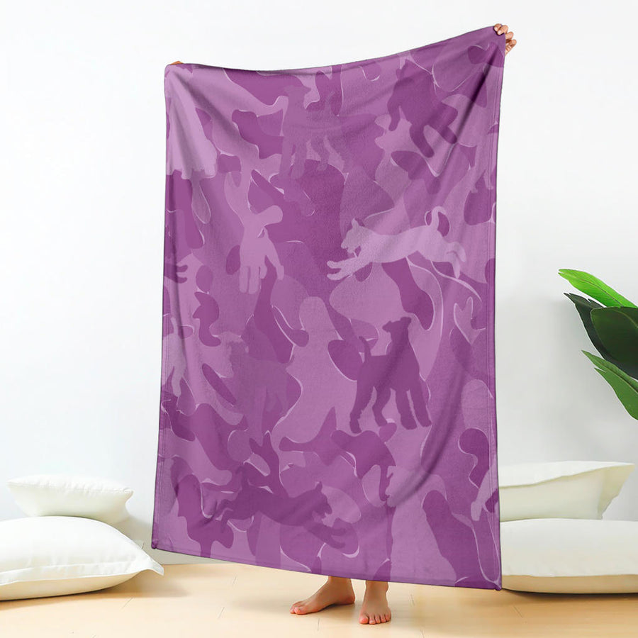 Airedale Terrier Pink Camouflage Design Premium Blanket