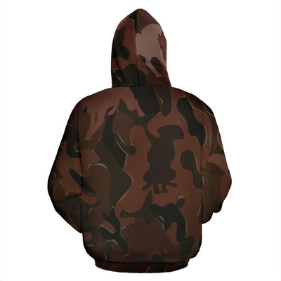 Vizsla Design Maroon Camouflage All Over Print Zip-Up Hoodies