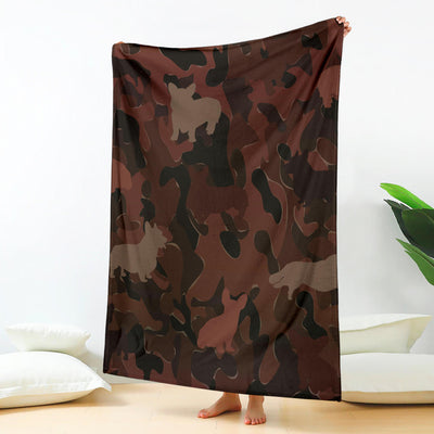 Corgi Maroon Camouflage Design Premium Blanket