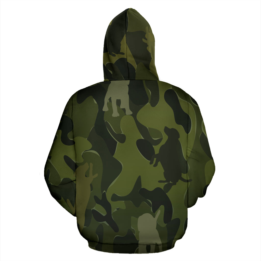 Beagle Design Green Camouflage All Over Print Zip-Up Hoodies