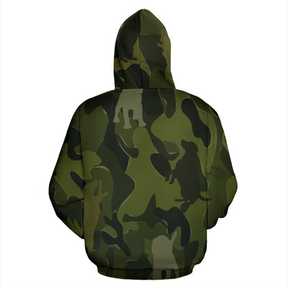 Beagle Design Green Camouflage All Over Print Zip-Up Hoodies