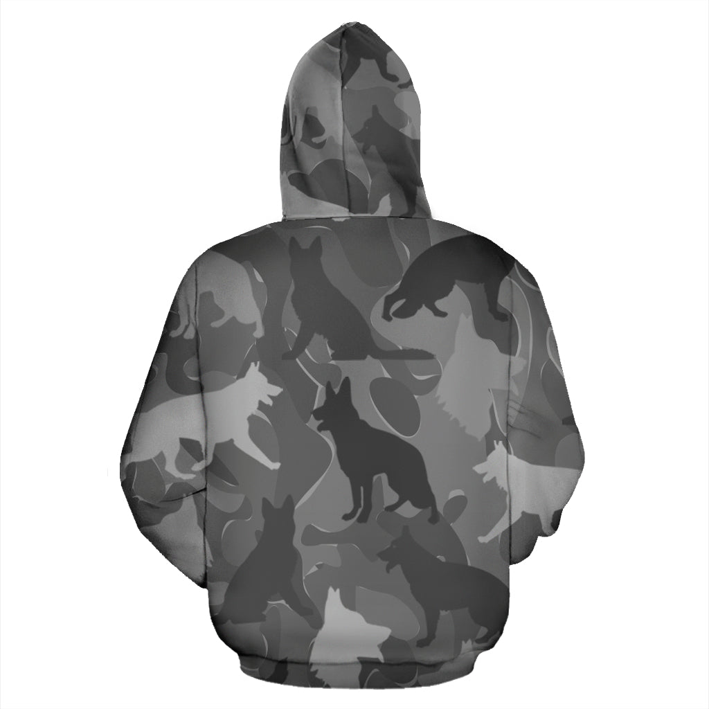 German Shepherd Light Grey All Over Print Camouflage Hoodie - JillnJacks Exclusive - Jill 'n Jacks