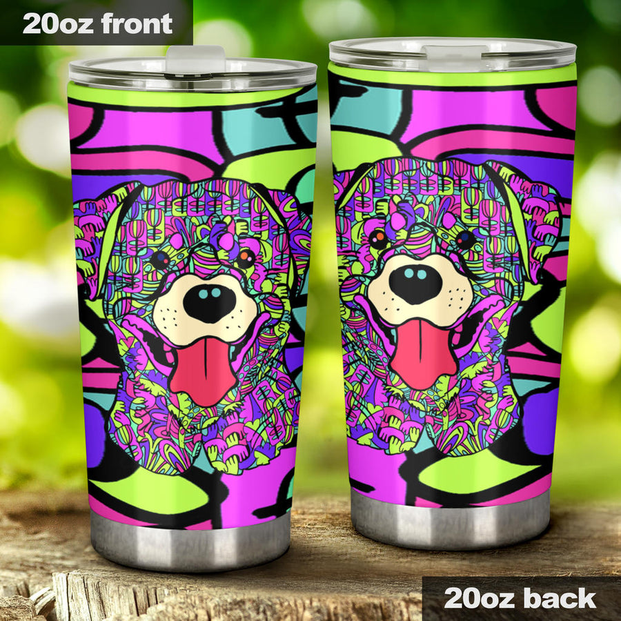 Rottweiler Design Double-Walled Vacuum Insulated Tumblers (Colorful Back) - Art By Cindy Sang - JillnJacks Exclusive