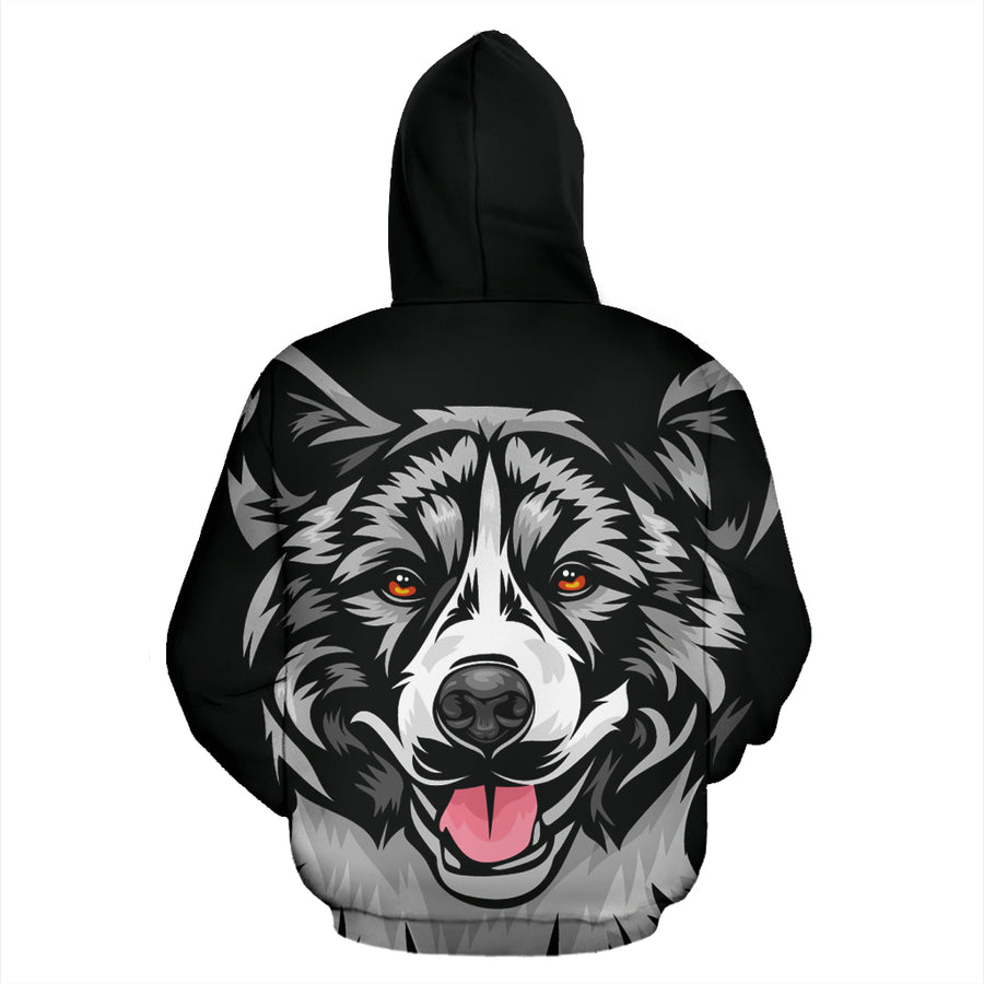 Akita Design #2 All Over Print Hoodies With Black Background