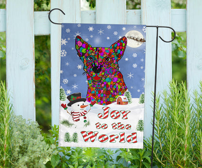 Australian Cattle Dog Design Seasons Greetings Garden and House Flags - Art By Cindy Sang - JillnJacks Exclusive