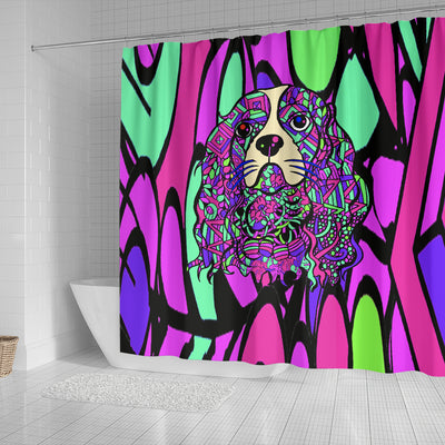 Cavalier King Charles Spaniel Design Shower Curtains - Art By Cindy Sang