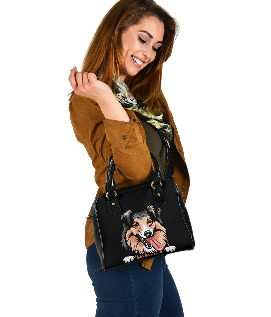 Shetland Sheepdog (Sheltie) Design Faux Leather Shoulder Handbag - 2022 Collection