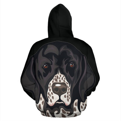English Pointer Design #2 All Over Print Hoodies With Black Background