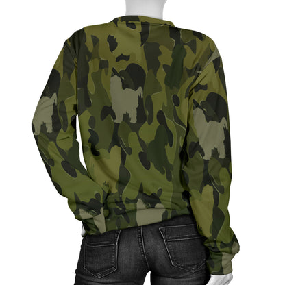 Shih Tzu Green Camouflage Design Sweater For Women - JillnJacks Exclusive