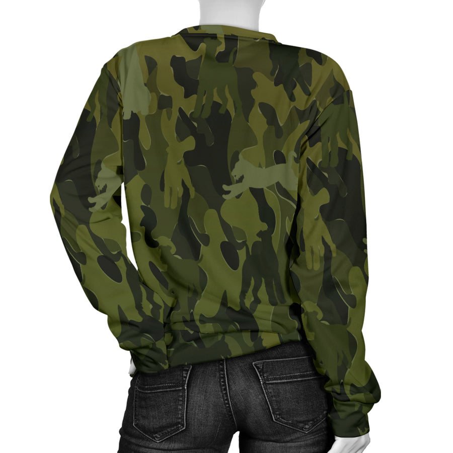 Airedale Terrier Green Camouflage Design Sweater For Women - JillnJacks Exclusive