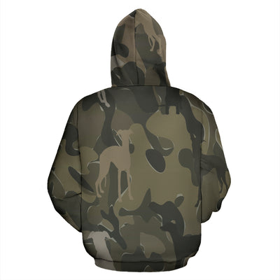 Whippet Design Light Green Camouflage All Over Print Zip-Up Hoodies