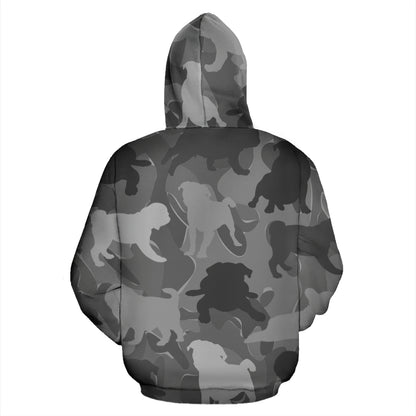 Pug Light Grey All Over Print Camouflage Hoodie - JillnJacks Exclusive - Jill 'n Jacks