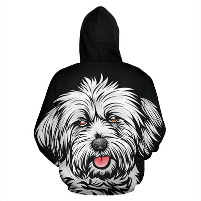 Maltese Design All Over Print Hoodies With Black Background