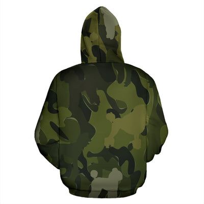 Poodle Design Green Camouflage All Over Print Zip-Up Hoodies