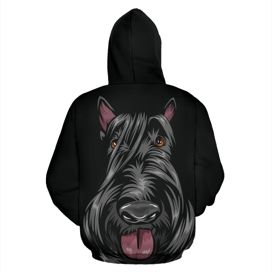 Scottish Terrier Design All Over Print Hoodies With Black Background