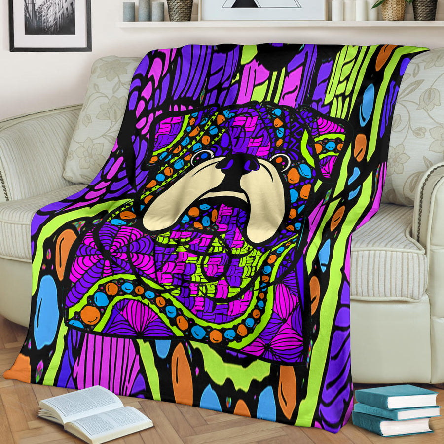 Bulldog Design Premium Fleece Blankets - Art by Cindy Sang - JillnJacks Exclusive