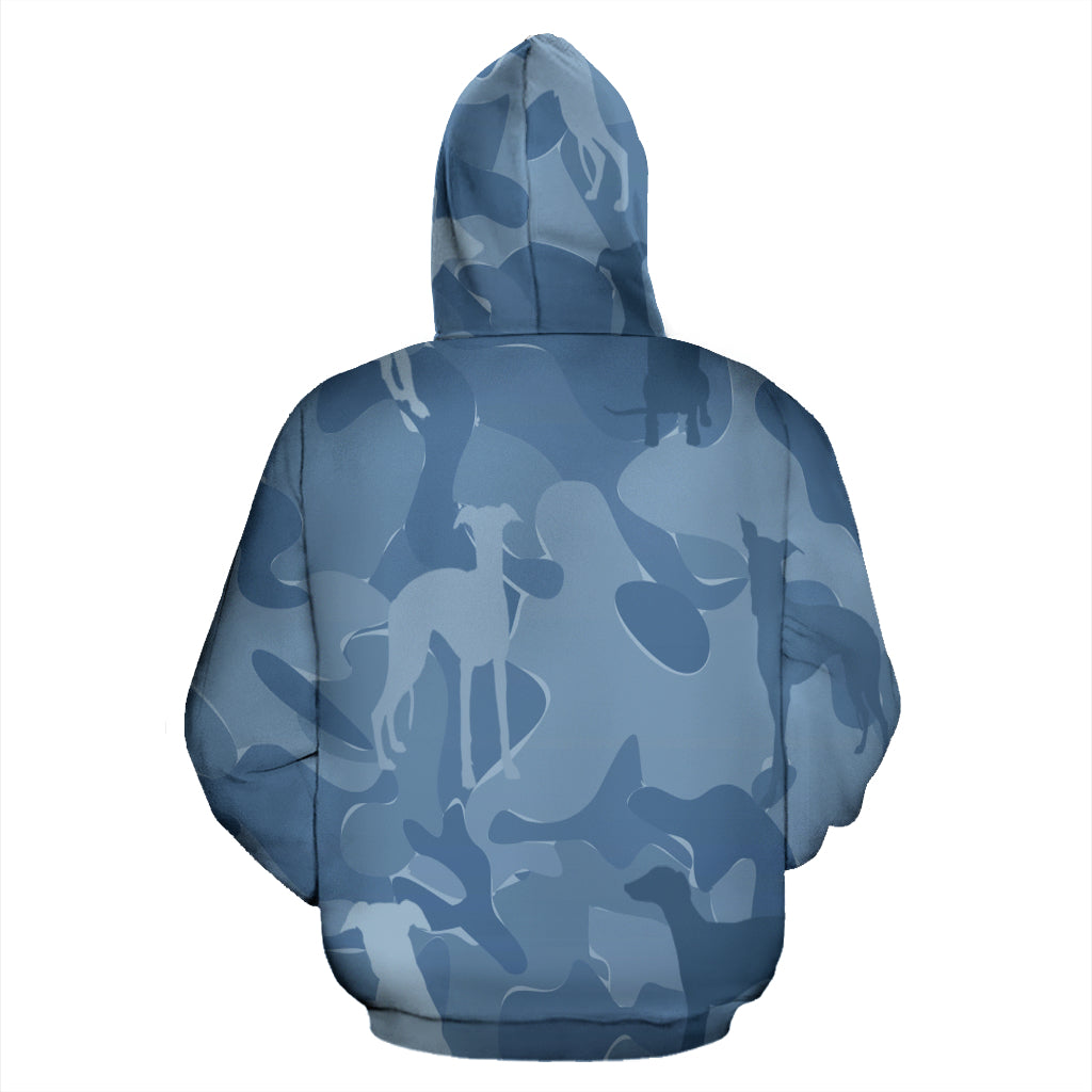 Weimaraner Design Blue Camouflage All Over Print Zip-Up Hoodies