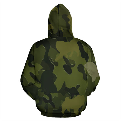 Chow Chow Design Green Camouflage All Over Print Zip-Up Hoodies