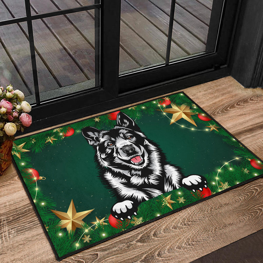 Norwegian Elkhound Design Christmas Background Door Mats - 2022 Collection