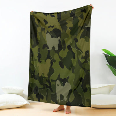 Shih Tzu Green Camouflage Design Premium Blanket