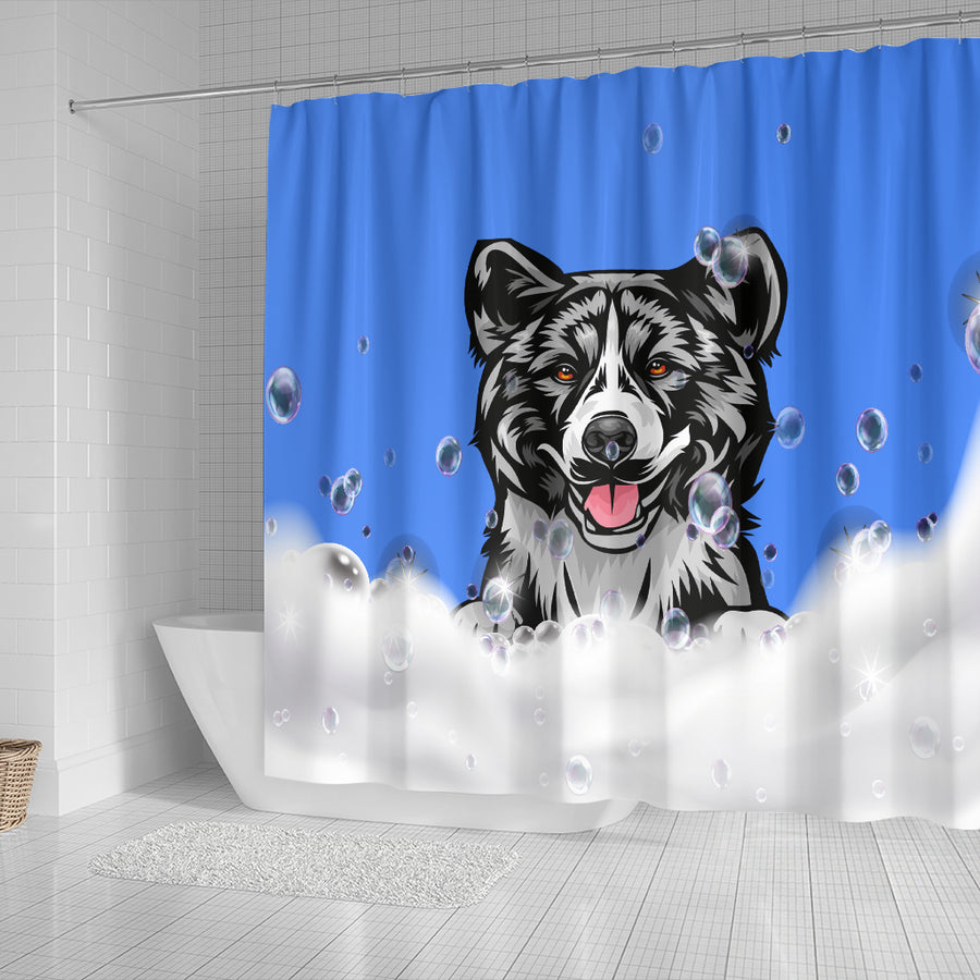 Akita Design #2 Shower Curtains with Blue Back - 2022 Collection