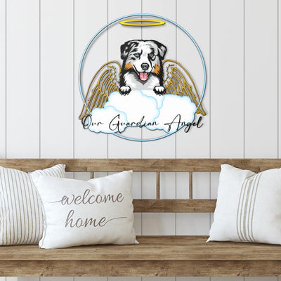 Australian Shepherd Design My Guardian Angel Metal Sign for Indoor or Outdoor Use