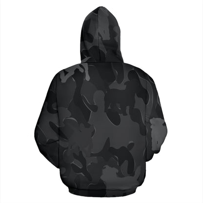 Jack Russell Terrier Design Grey Camouflage All Over Print Zip-Up Hoodies