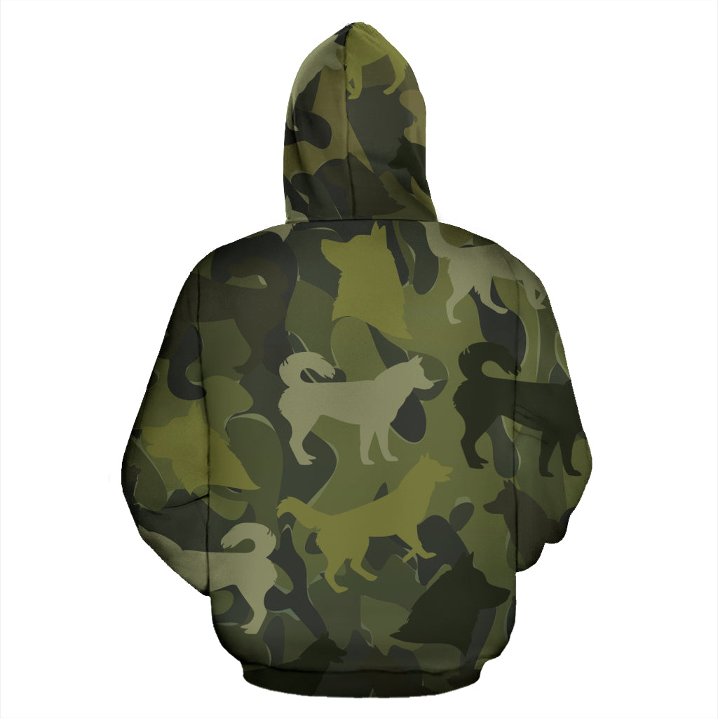 Husky Dark Green All Over Print Camouflage Hoodie - JillnJacks Exclusive - Jill 'n Jacks
