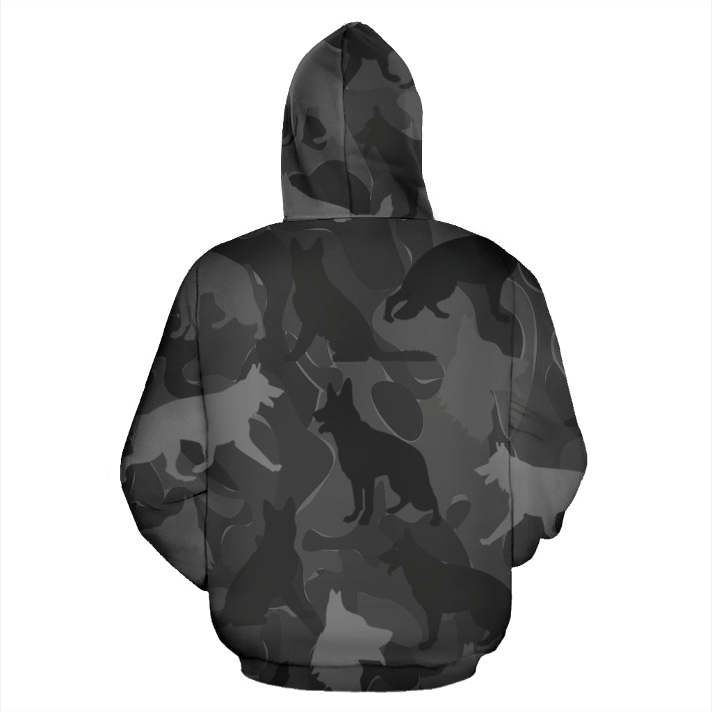 German Shepherd Dark Grey All Over Print Camouflage Hoodie - JillnJacks Exclusive - Jill 'n Jacks