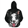 Border Collie Design All Over Print Hoodies With Black Background