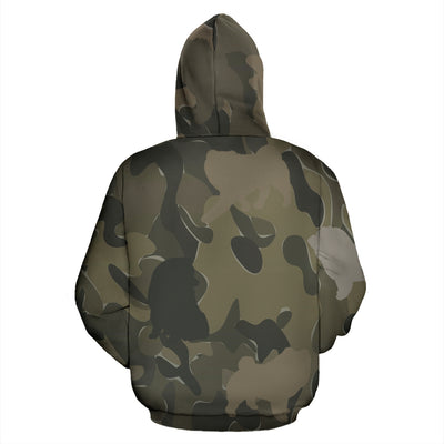 Chow Chow Design Light Green Camouflage All Over Print Zip-Up Hoodies