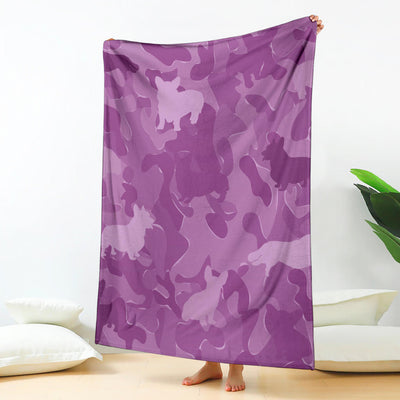 Corgi Pink Camouflage Design Premium Blanket