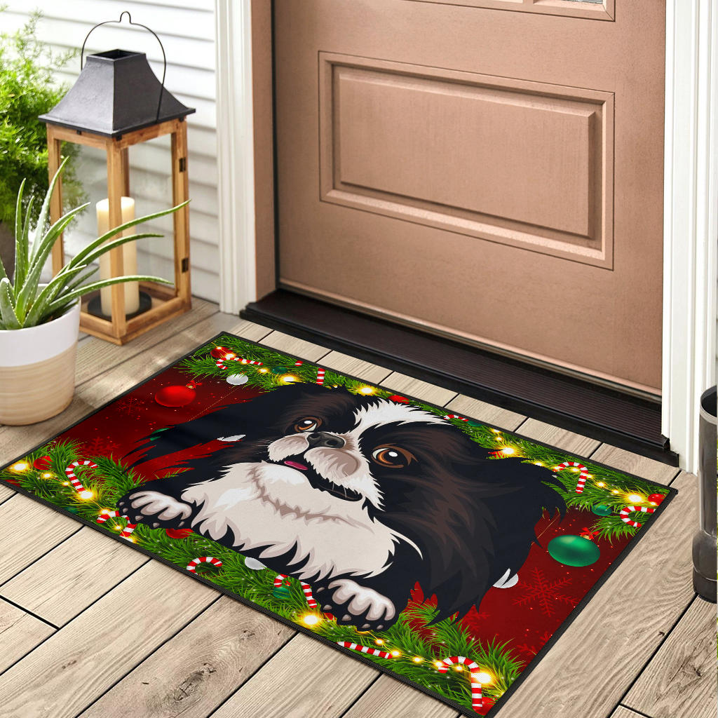 Japanese Chin Design Christmas Background Door Mats - 2022 Collection