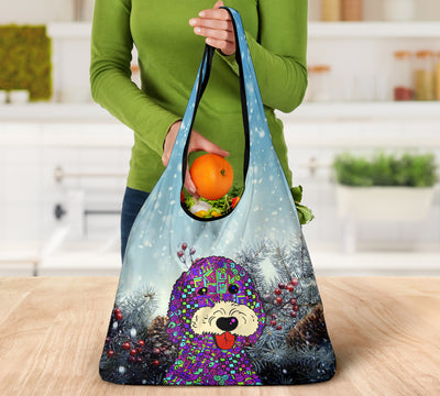 Goldendoodle Design 3 Pack Grocery Bags With Holiday / Christmas Print #2 - Art by Cindy Sang