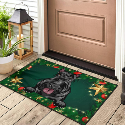 Scottish Terrier Design Christmas Background Door Mats - 2022 Collection