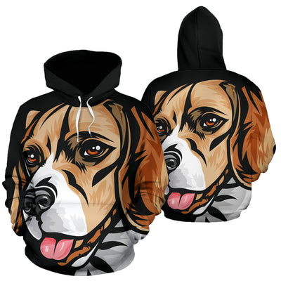 Beagle Design #2 All Over Print Hoodies With Black Background