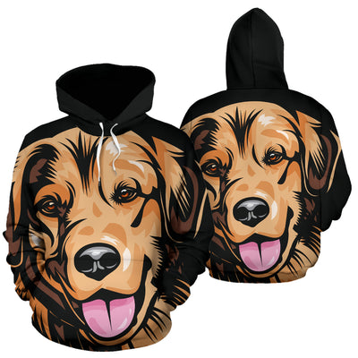 Golden Retriever Design All Over Print Hoodies With Black Background