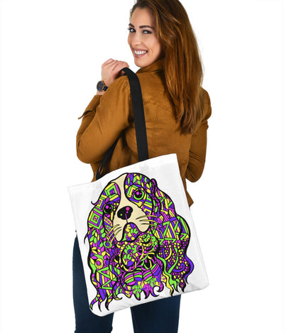 Cavalier King Charles Spaniel Design Tote Bags - Art By Cindy Sang - JillnJacks Exclusive