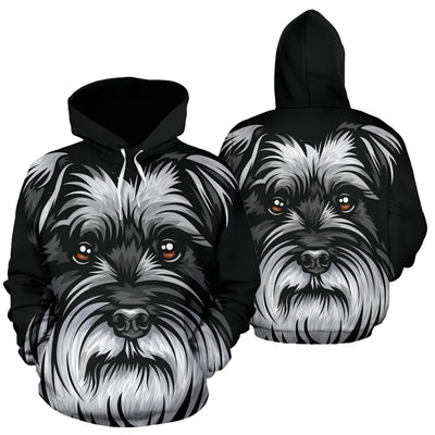 Schnauzer Design All Over Print Hoodies With Black Background